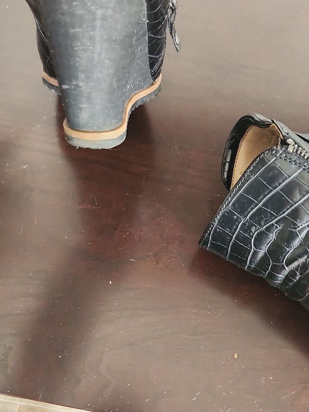 SOUL Naturalizer Black Croc-Embossed Wedge Ankle Boots - Picture 12 of 15